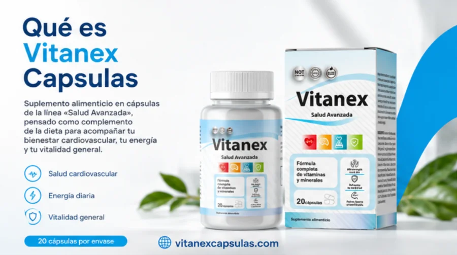 Vitanex — suplemento en cápsulas, frasco y caja